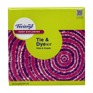 Fevicryl Pink & Purple Tie Dye Kit | Dive into the world of Tie-Dye technique | Learn, Explore, Create with Our All-Inclusive Kit | 4 vibrant Fevicryl acrylic colors, Fabric, Squeezer&nbsp;