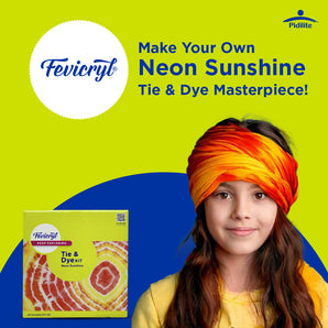 Fevicryl Neon Tie-Dye Fun for Beginners and Art Lovers | Learn, Explore, Create with Our All-Inclusive Kit | Complete DIY Kit with 2 vibrant Fevicryl acrylic colors, Fabric, Squeezer and more