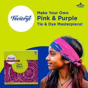 Fevicryl Pink & Purple Tie Dye Kit | Dive into the world of Tie-Dye technique | Learn, Explore, Create with Our All-Inclusive Kit | 4 vibrant Fevicryl acrylic colors, Fabric, Squeezer&nbsp;
