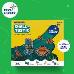 Stick-n-Create Shell-tastic Ocean Creatures Kit | Shell & Sand Art | Ocean Creatures | Fridge Magnets | Informative Flash Cards | Screen-free Play | Gifting | Ages 5+