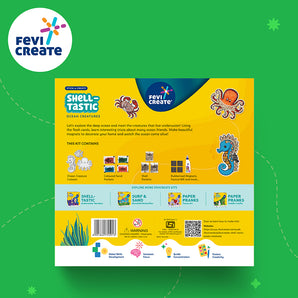 Stick-n-Create Shell-tastic Ocean Creatures Kit | Shell & Sand Art | Ocean Creatures | Fridge Magnets | Informative Flash Cards | Screen-free Play | Gifting | Ages 5+