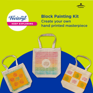 Fevicryl Block Painting Kit, DIY Tote Bag with Block printing | For Artists, Gifting, Hobbyists