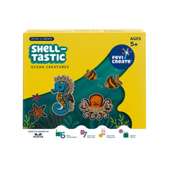 Stick-n-Create Shell-tastic Ocean Creatures Kit | Shell & Sand Art | Ocean Creatures | Fridge Magnets | Informative Flash Cards | Screen-free Play | Gifting | Ages 5+