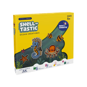Stick-n-Create Shell-tastic Ocean Creatures Kit | Shell & Sand Art | Ocean Creatures | Fridge Magnets | Informative Flash Cards | Screen-free Play | Gifting | Ages 5+